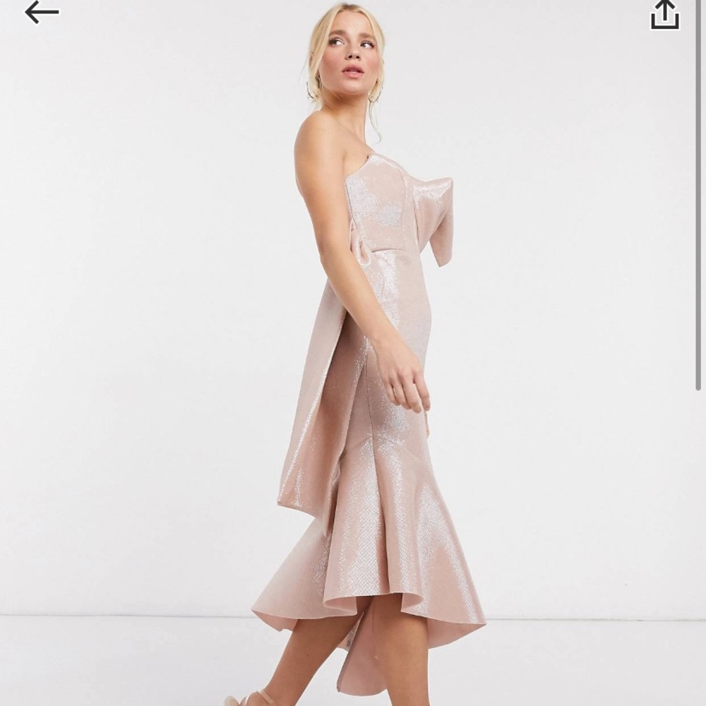 ASOS Design bonded glitter bow  midi dress